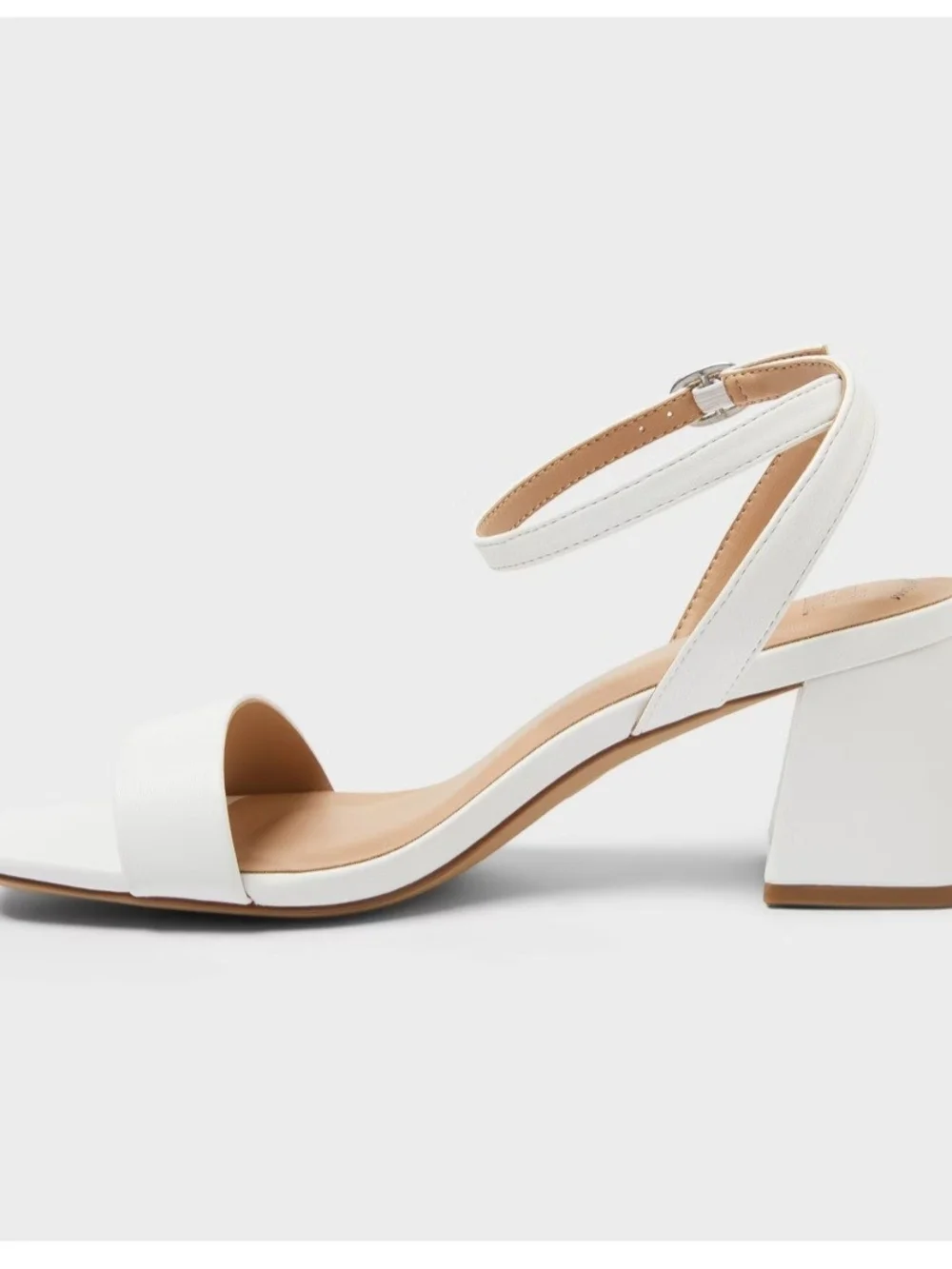 wild fable White Ankle-Strap Block Heel Sandals